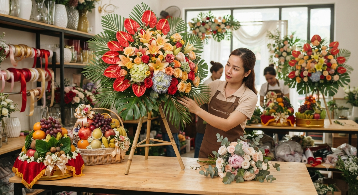 Phân tích từng yếu tố cần cung cấp khi đặt hoa khai trương